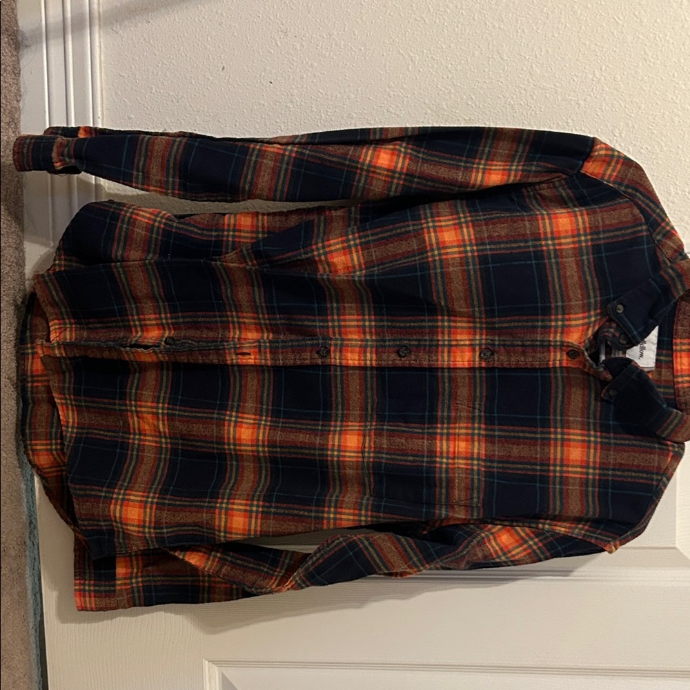 Goodfellow & Co Men's Casual Plaid Shirt - Orange and Navy